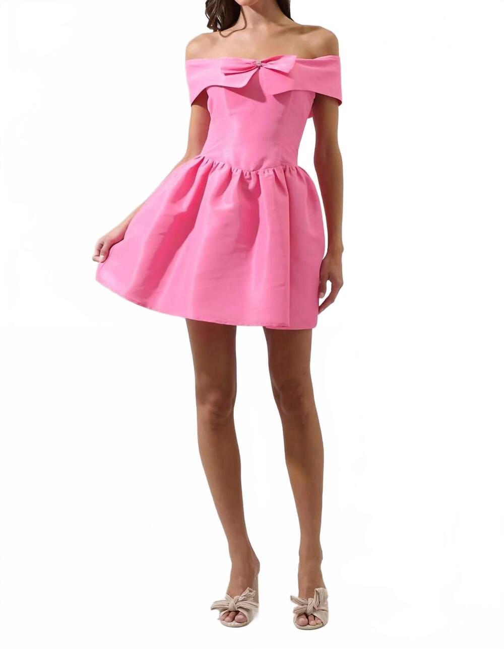 NEW SUGARLIPS medelyn off the shoulder mini dress in bubble gum